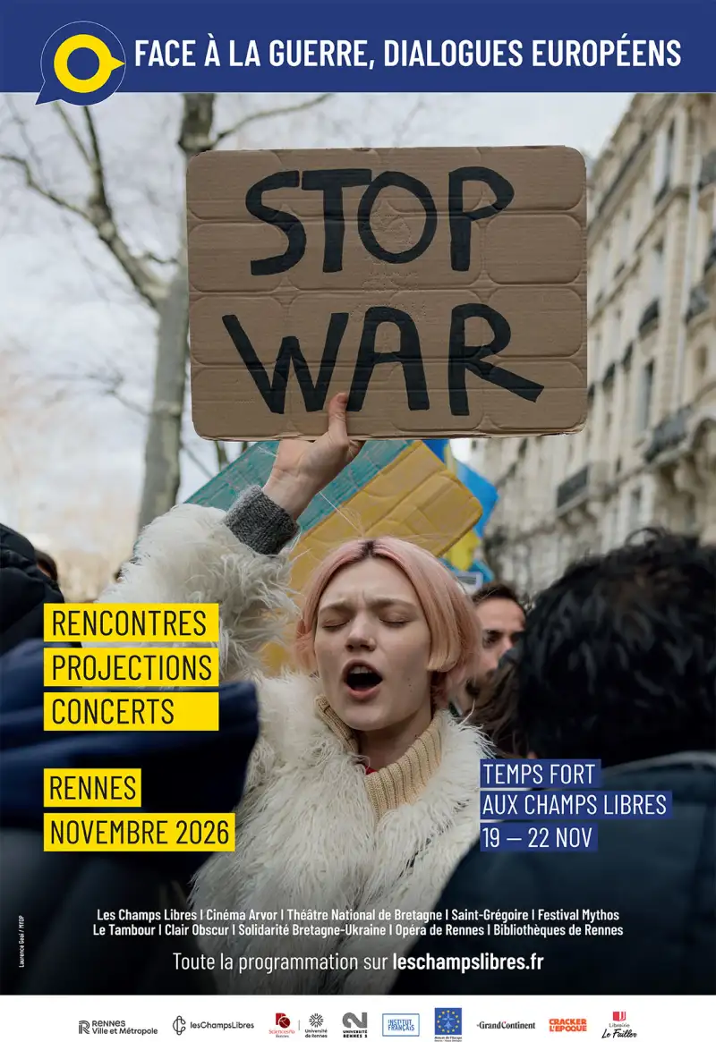 Affiche Face à la guerre, dialogues européens, Rennes, novembre 2026