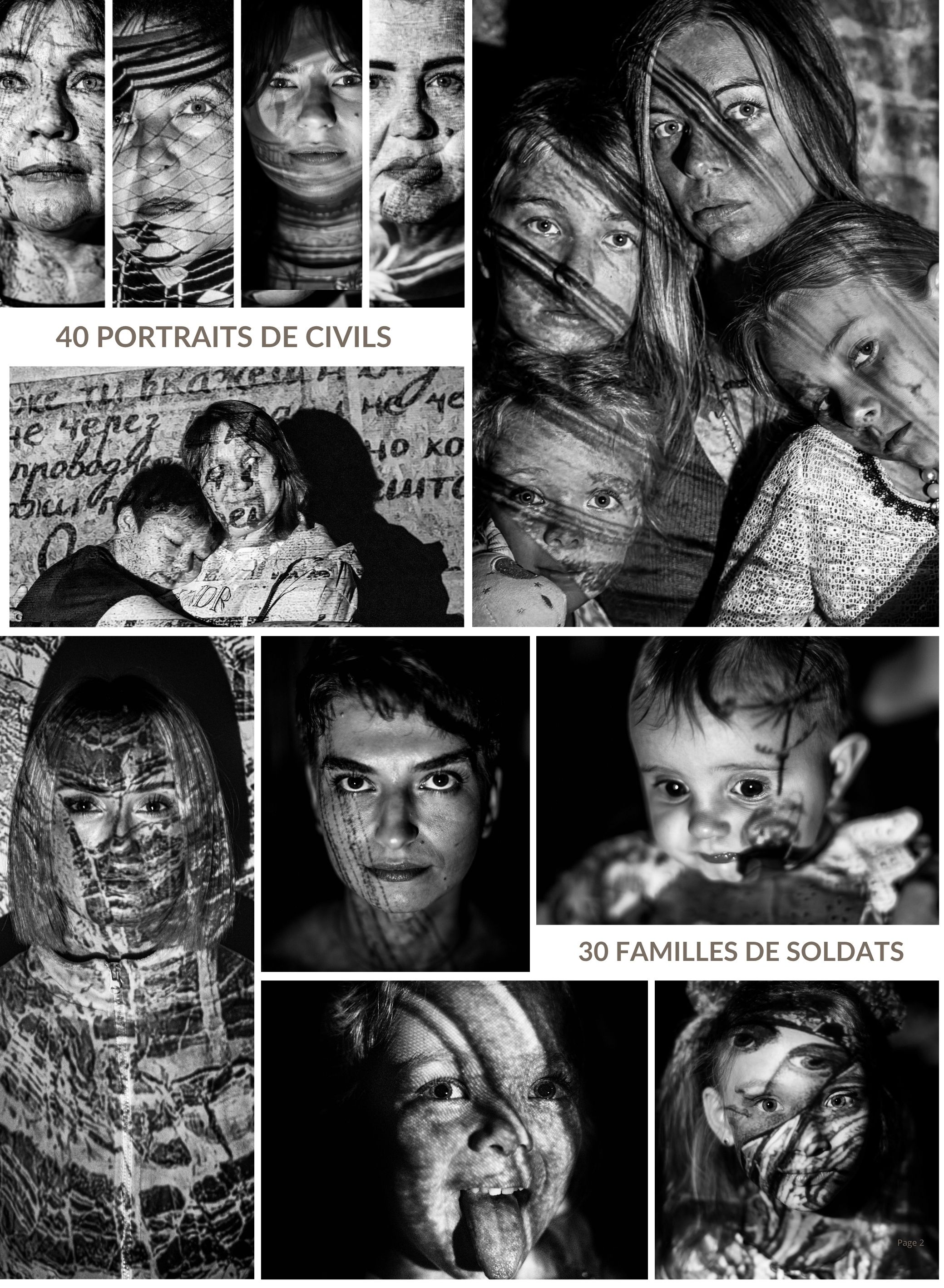 40 portraits de civils, 30 familles de soldats